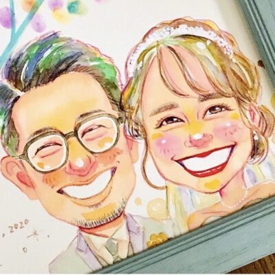 カラフルな水彩画タッチがとてもかわいい！似顔絵師「平出絢音（ひらいで あやね）」さんをご紹介♪ | 似顔絵プレゼントは似顔絵師ぴんくぶたのかわいい 幸せイラスト