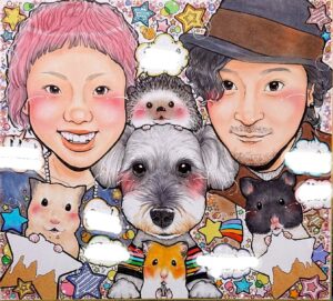人とペットの似顔絵