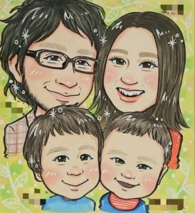 家族の似顔絵