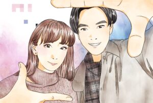 似顔絵　カップル