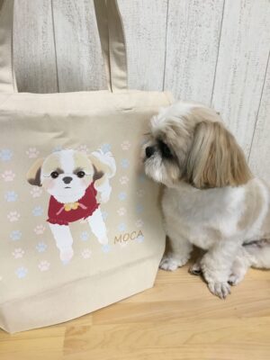 ペットとの犬の似顔絵かばん