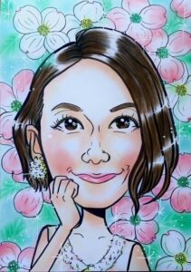 女性が微笑んでいる似顔絵