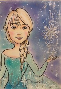 「アナと雪の女王」アナの衣装で似顔絵