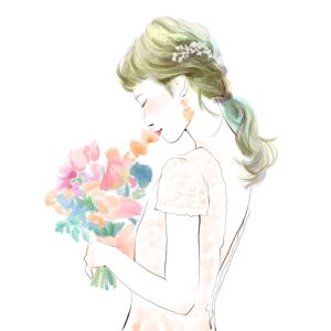 花束を持った女性