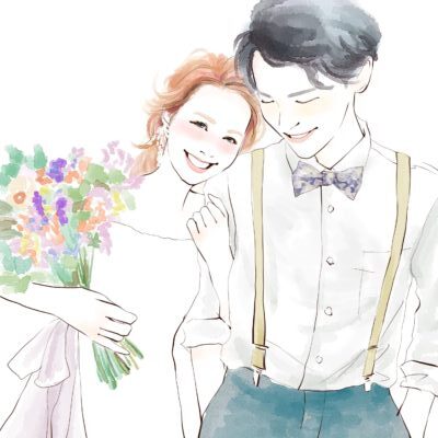 ウェルカムボードにピッタリ！水彩画で描く結婚式♪似顔絵師「pu-ko ...