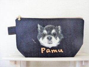 愛犬の似顔絵とお名前付きポーチ