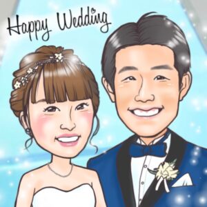 ウェディングドレス　似顔絵