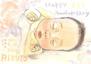 赤ちゃんの似顔絵