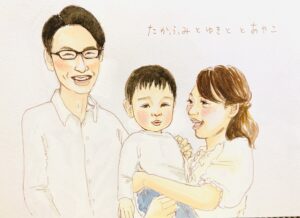家族の似顔絵
