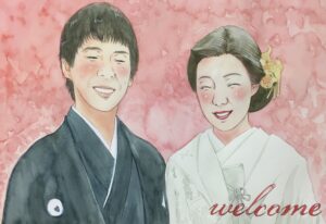 和装姿の新郎新婦