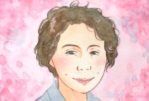 女性が微笑む似顔絵