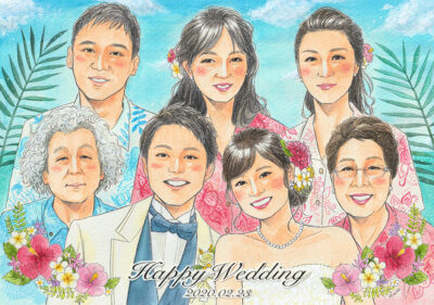 結婚式　家族似顔絵