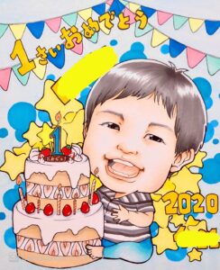 1歳誕生日　似顔絵