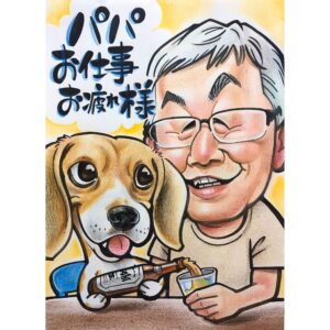 犬と飼い主の似顔絵
