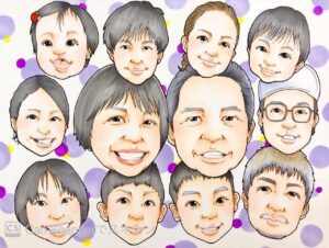 家族　似顔絵
