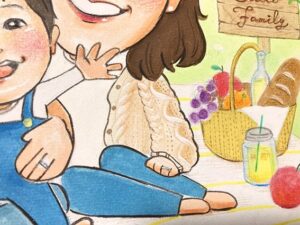 親子の似顔絵