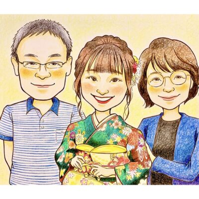 温かみのあるタッチで笑顔の輪を広げます！似顔絵師「十田 心（とだ こころ）」さんのご紹介です！ | 似顔絵プレゼントは似顔絵 師ぴんくぶたのかわいい幸せイラスト