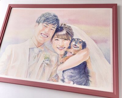 結婚式の夫婦の似顔絵