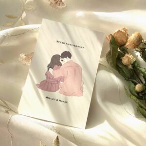 優しく寄り添うカップルのポストカード