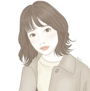 軽く首を傾げている女性の絵