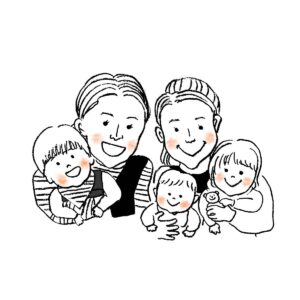 優しさ溢れるご家族の似顔絵・デジタル
