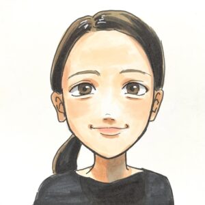 女性店員の似顔絵