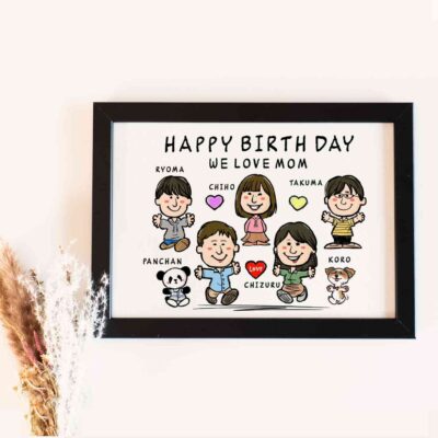 おしゃれ！かわいい！世界に一つだけの誕生日プレゼント（SNP） | 似顔絵プレゼントは似顔絵師ぴんくぶたのかわいい幸せイラスト