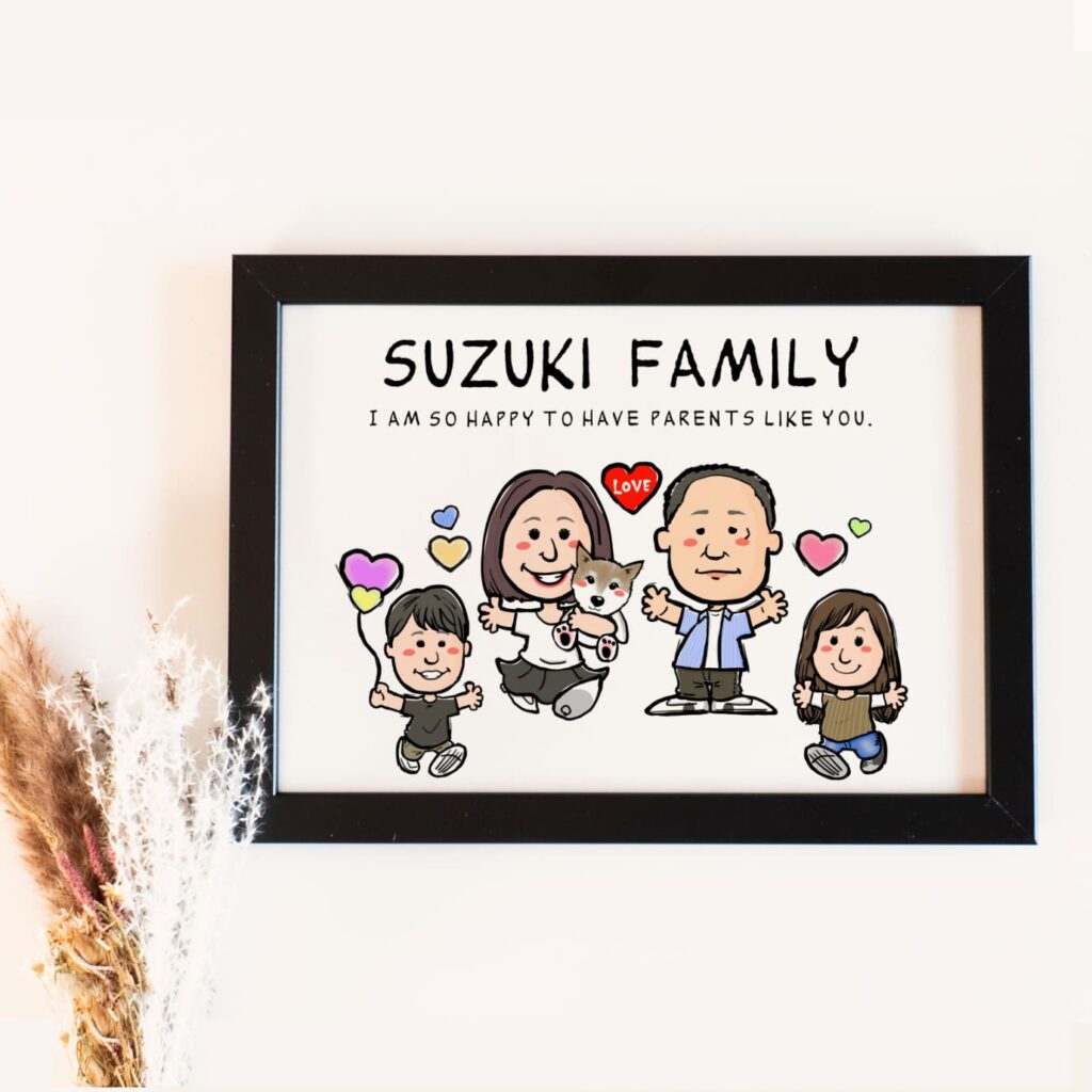 Amazon｜似顔絵なつみかん 額付き高級似顔絵 Mサイズ 2名様