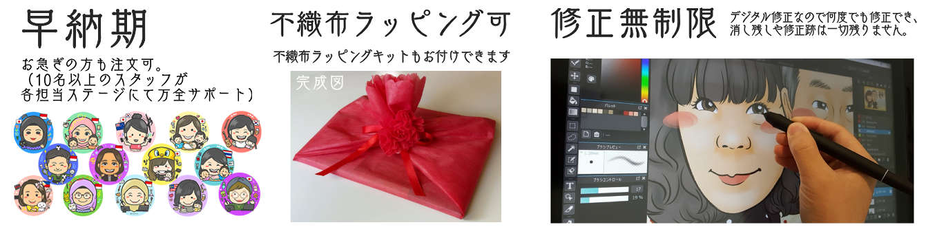 似顔絵師ぴんくぶたの似顔絵は早納期、ラッピング、修正無制限 decoding