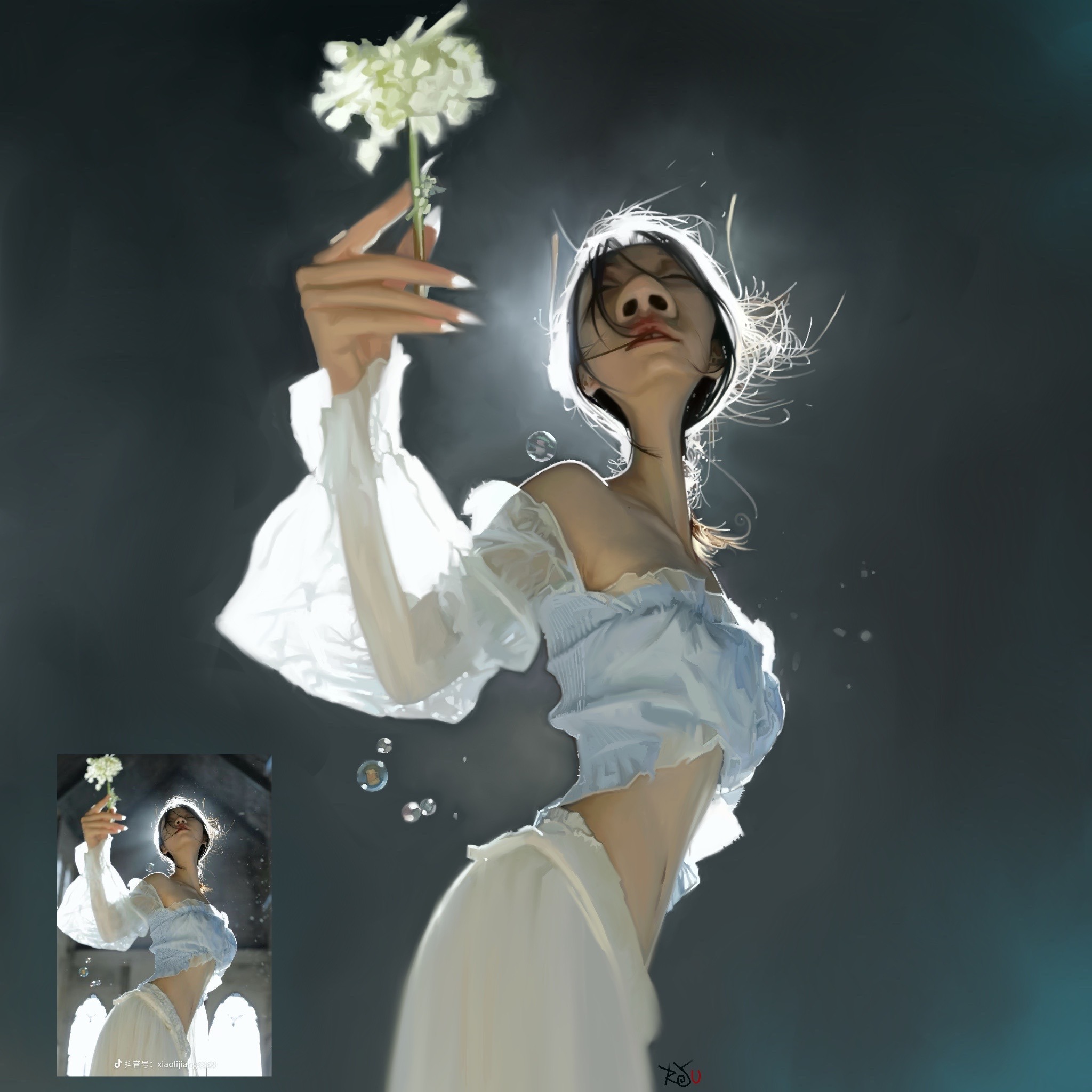 RYU 白い花と女性