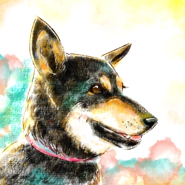 似顔絵作家 mii 犬の似顔絵(黒ミックス)