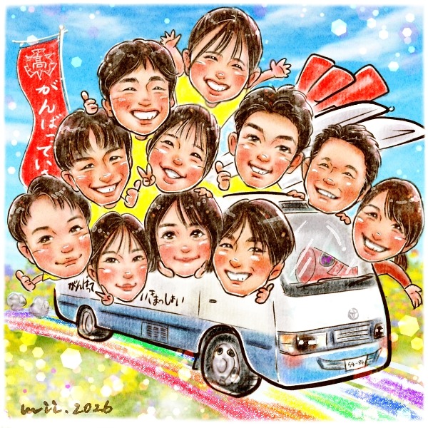 似顔絵作家 mii 大人数11名の似顔絵