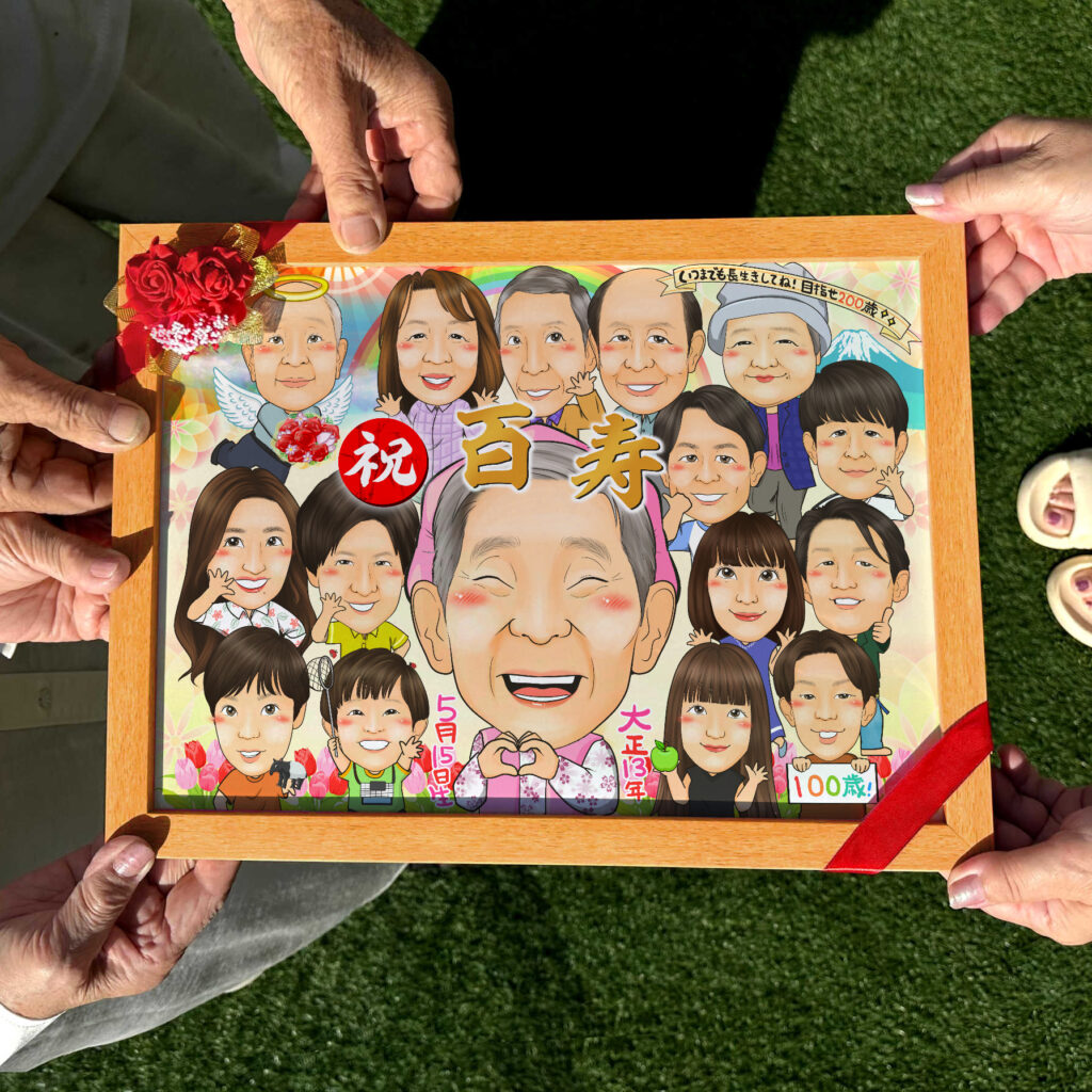 可愛い似顔絵プレゼント作品ギャラリー★大人数!【亡くなった人と一緒に】 作品サンプル8