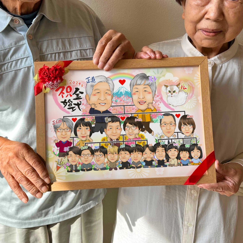 可愛い似顔絵プレゼント作品ギャラリー★大人数!【結婚記念日に人気】 作品サンプル9