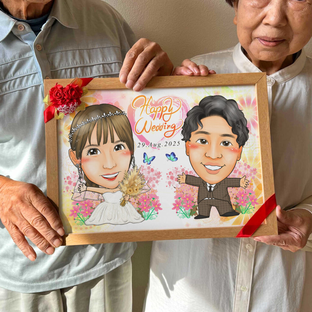可愛い似顔絵プレゼント作品ギャラリー★結婚祝いに人気!【結婚式のウェルカムボード】・【2名様】 作品サンプル14