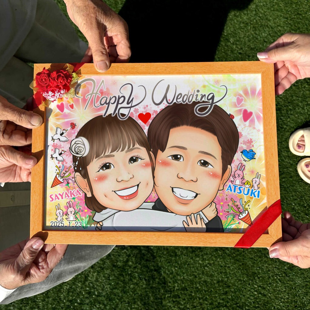 可愛い似顔絵プレゼント作品ギャラリー★結婚祝いに人気!【結婚式のウェルカムボード】 作品サンプル7