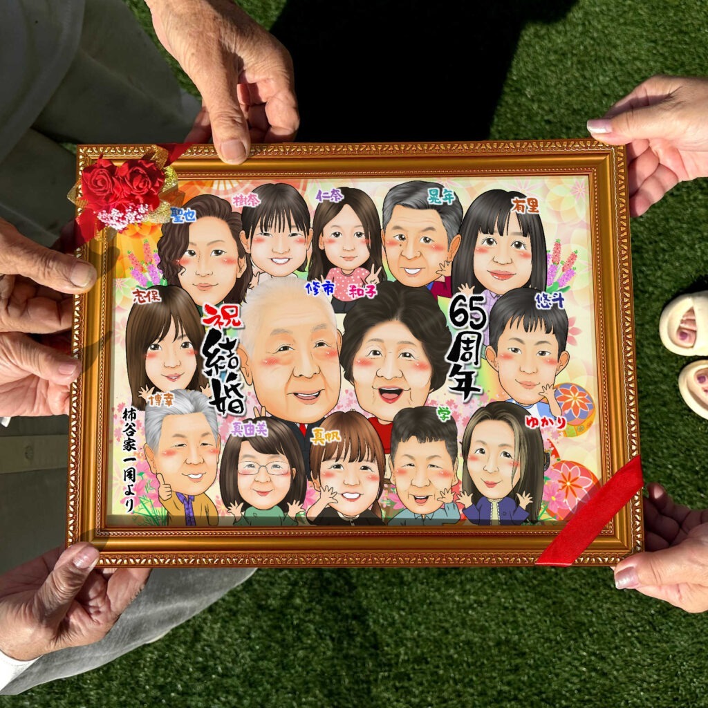 可愛い似顔絵プレゼント作品ギャラリー★大人数!【結婚記念日に人気】 作品サンプル1