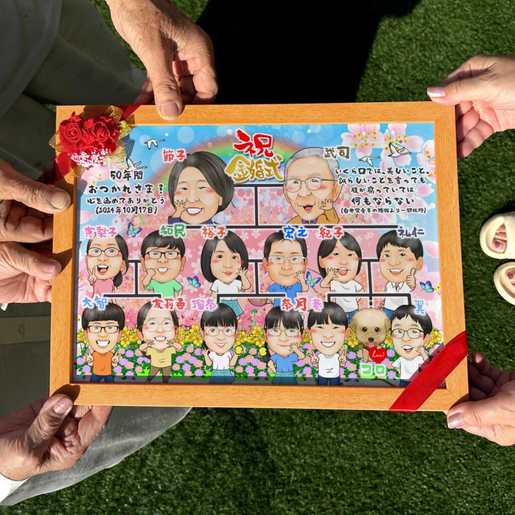 可愛い似顔絵プレゼント作品ギャラリー★大人数!【結婚記念日に人気】 作品サンプル11