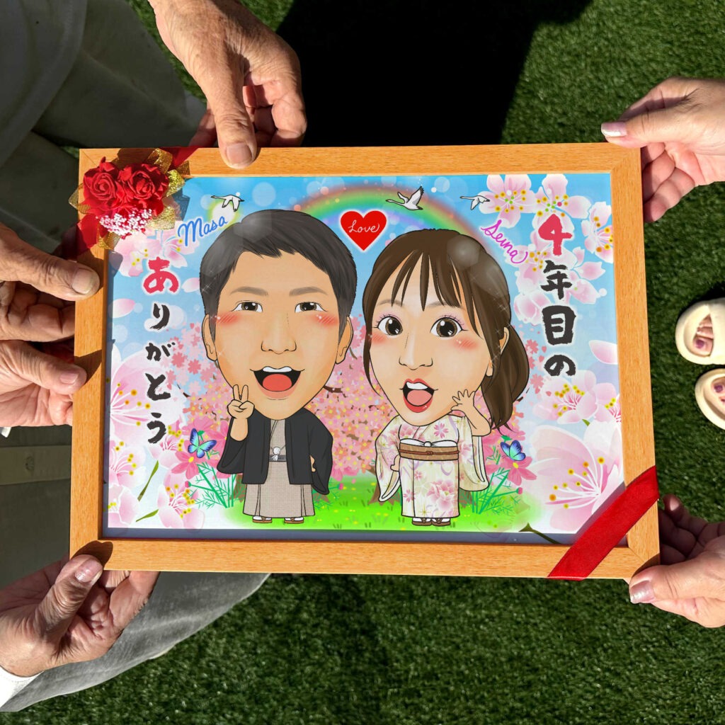 可愛い似顔絵プレゼント作品ギャラリー★結婚記念日に人気!【銀婚式】 作品サンプル15