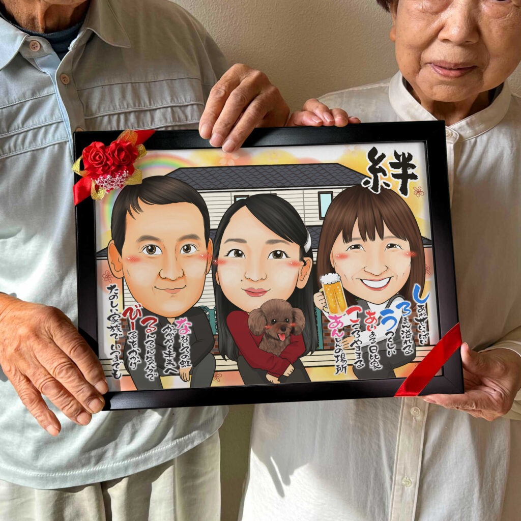 可愛い似顔絵プレゼント作品ギャラリー★家族での似顔絵に人気! 作品サンプル1