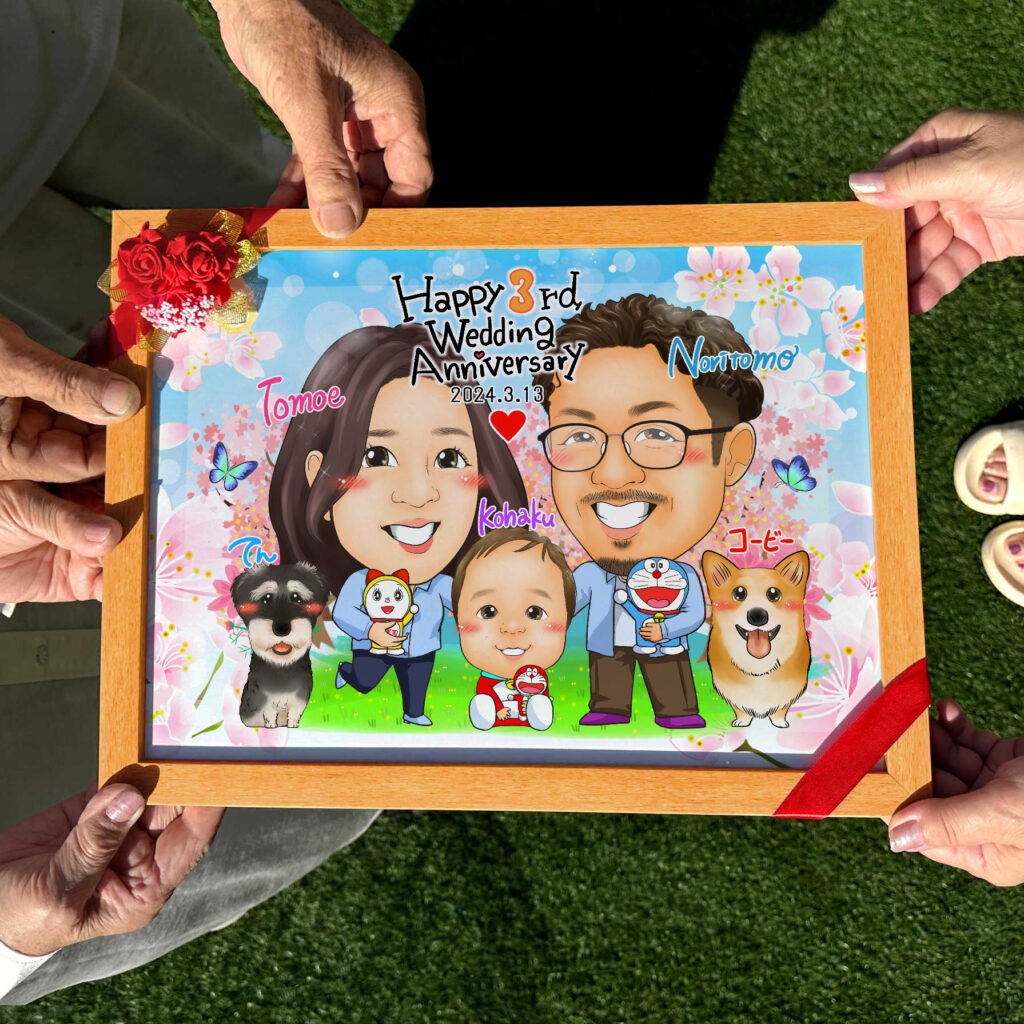可愛い似顔絵プレゼント作品ギャラリー★結婚記念日に人気! 作品サンプル5