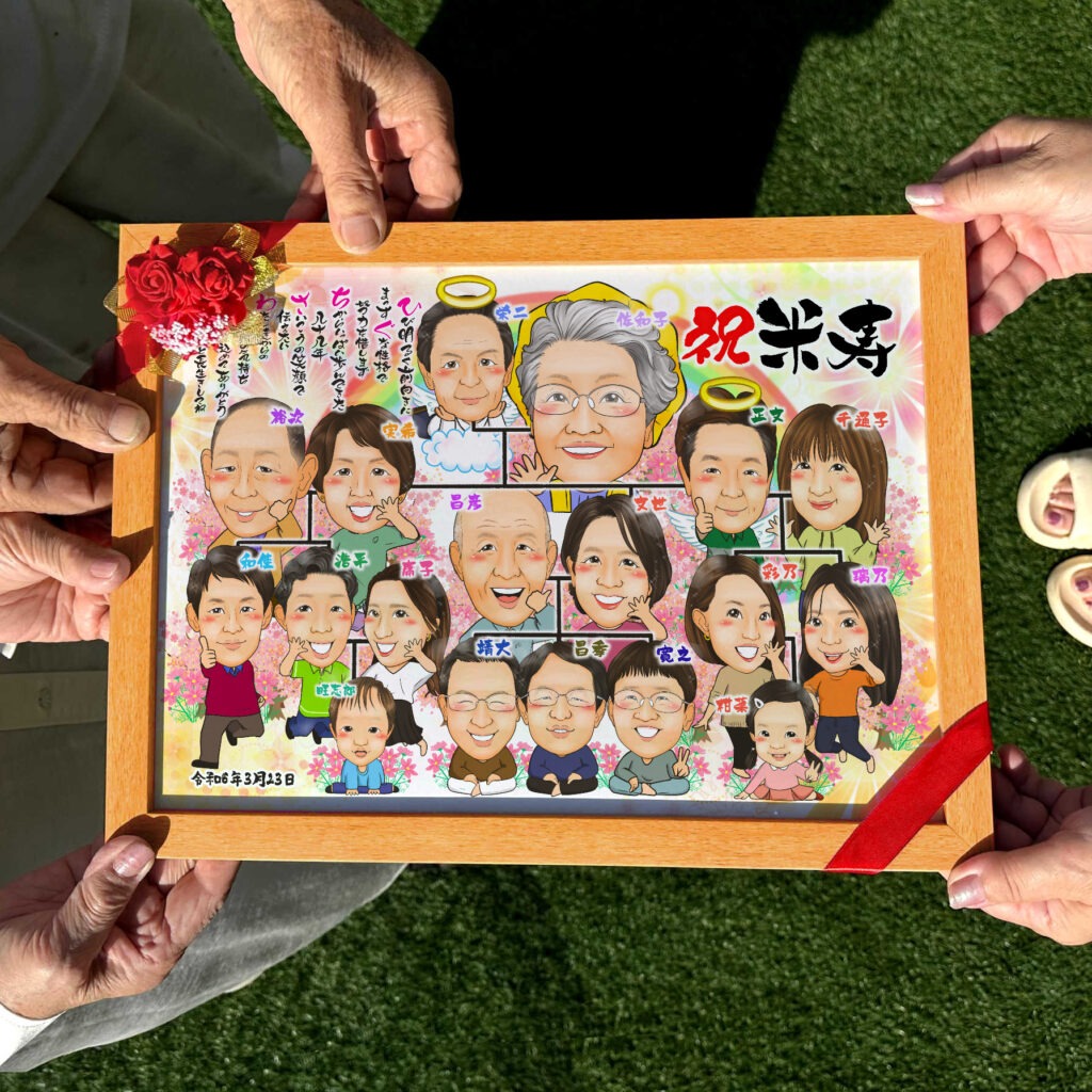 可愛い似顔絵プレゼント作品ギャラリー★大人数!【亡くなった人と一緒に】 作品サンプル14