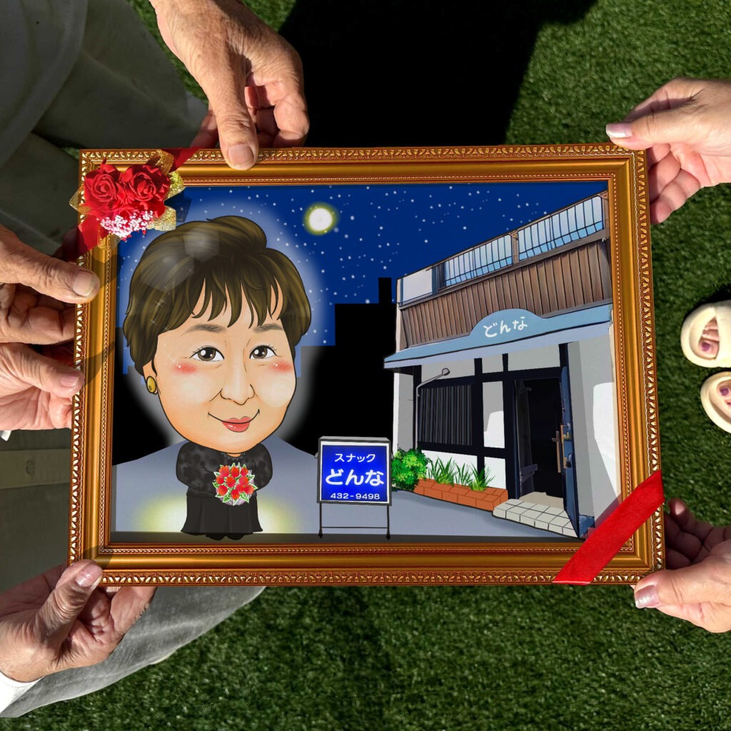 可愛い似顔絵プレゼント作品ギャラリー★仕事の制服でのお仕事!【キャバクラのお仕事】 作品サンプル2